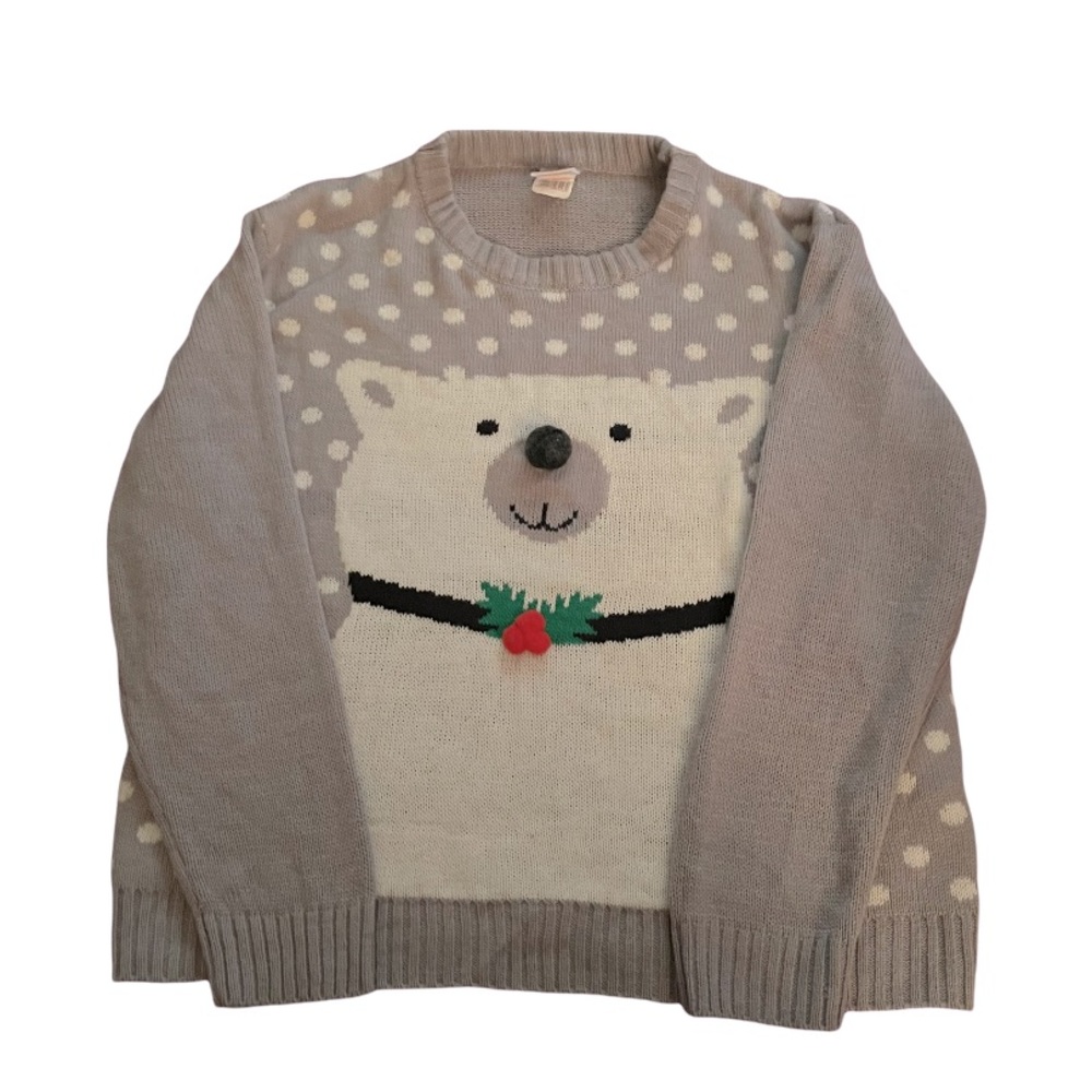 Polar Bear Polka Dot Snow Ugly Christmas Sweater Women’s Size Large